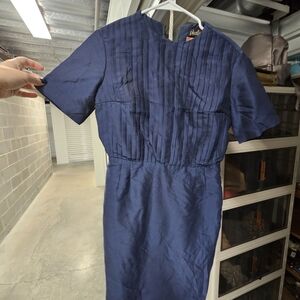 Vintage Navy Long Sleeve Women's Dress